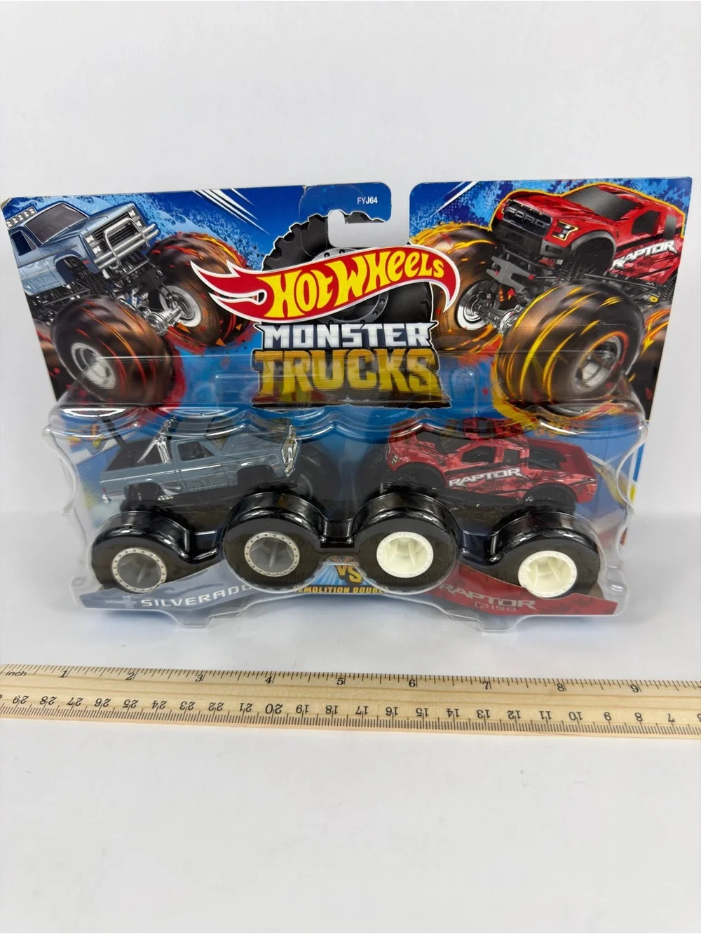Hot Wheels Demolition Doubles Monster Trucks Silverado & Raptor F150
